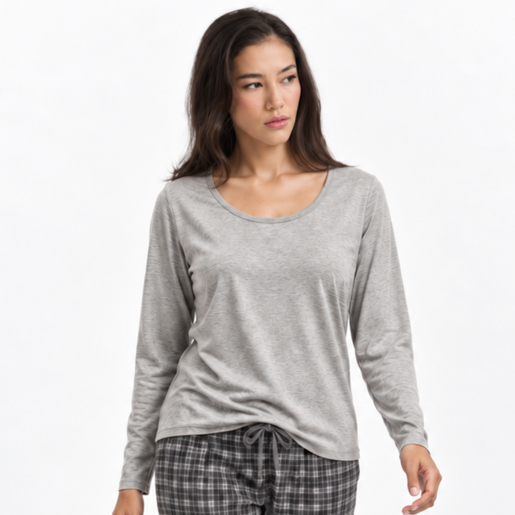 Kathryn Built-in Bra Long Sleeve Shirt