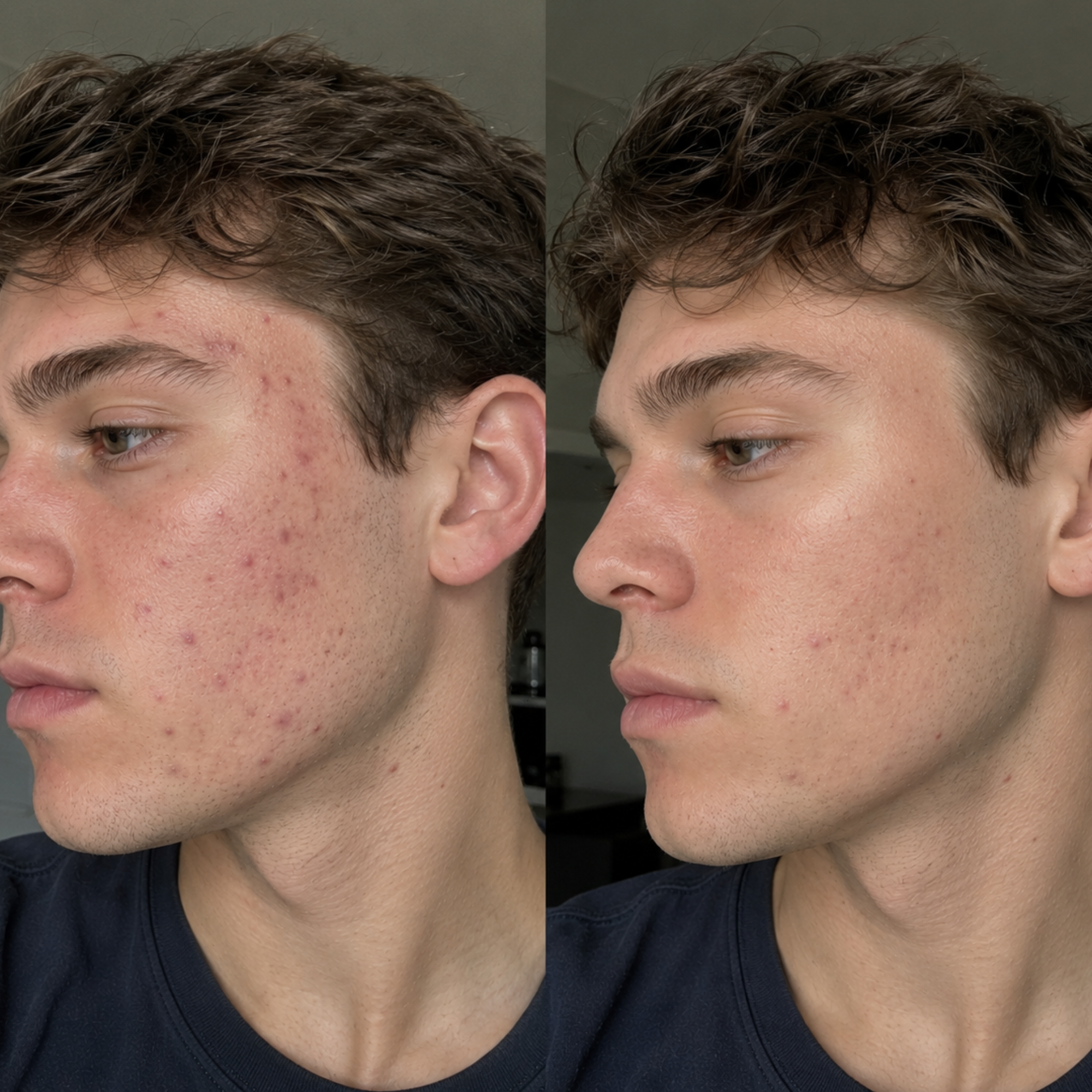 Jordan before and after acne texture and scars