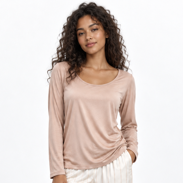 Kathryn Built-in Bra Long Sleeve Shirt